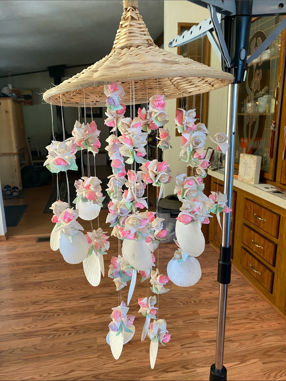 Pink & White Seashell Hanging Mobile - Coastal Party Decoration